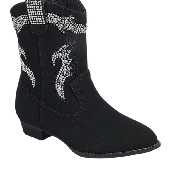 Forever Link Black Rhinestone Embellished Girls Western Boots Toddler size 4 NIB - Picture 5 of 6